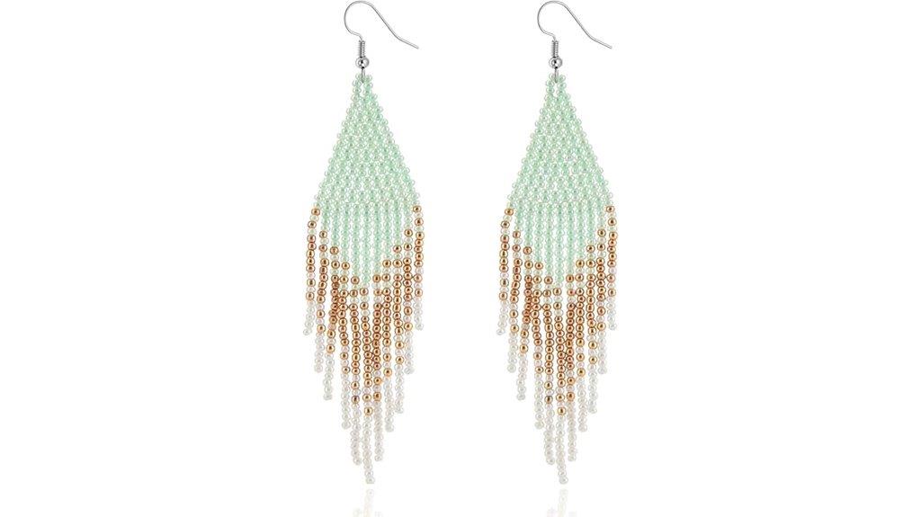 handmade beaded tassel earrings