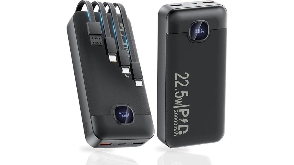 high capacity cable integrated power bank