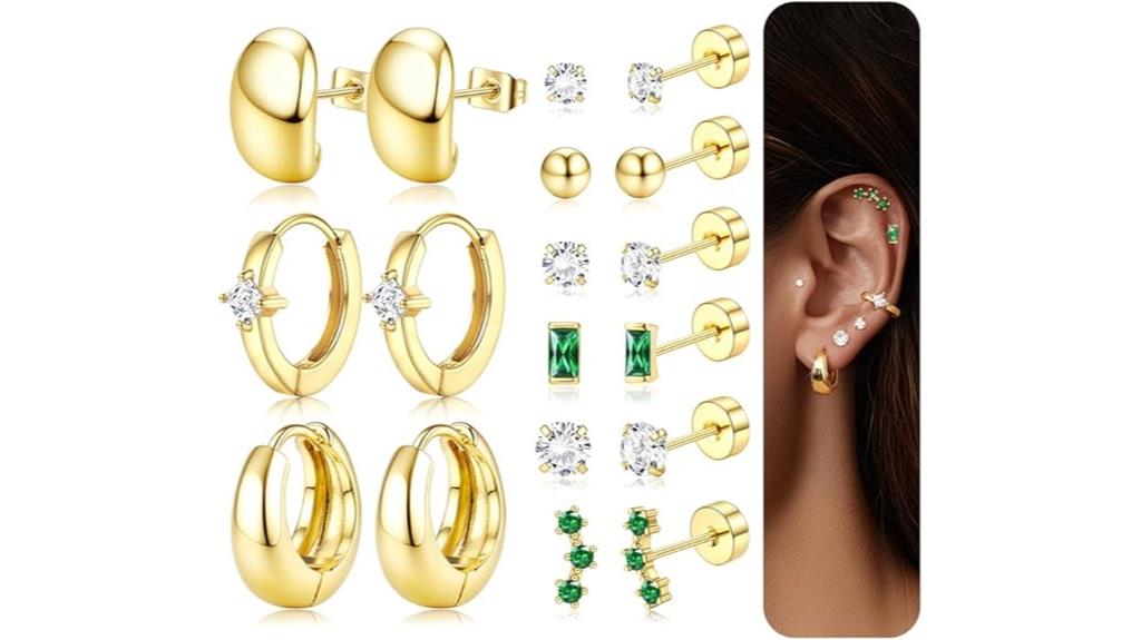 hypoallergenic gold flat earrings