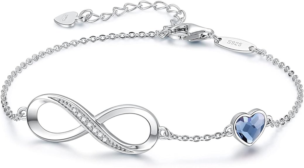 infinity heart birthstone bracelet