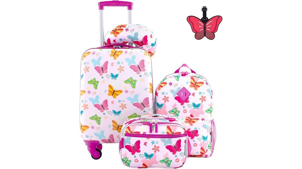 kids luggage with butterfly design