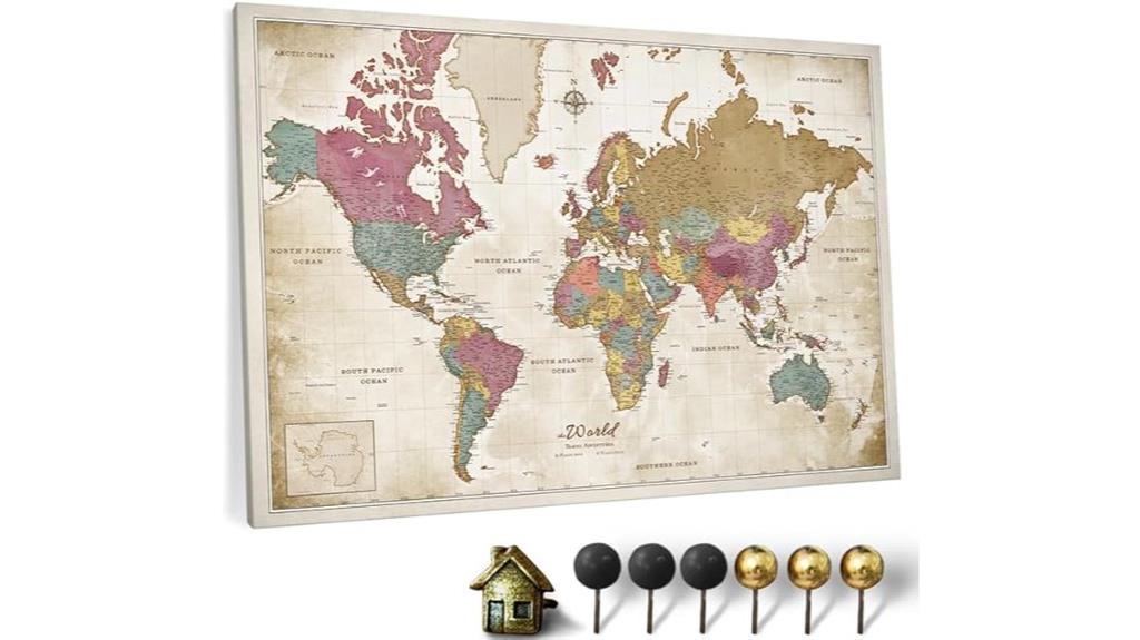 large cork board map
