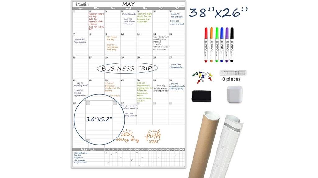 large laminated whiteboard calendar