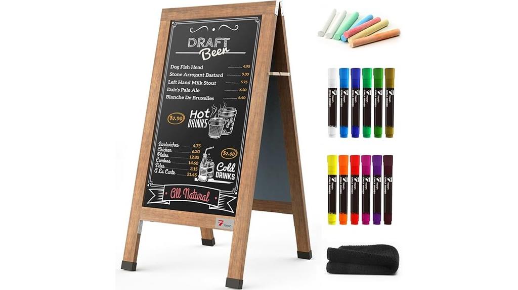 large wooden chalkboard sign