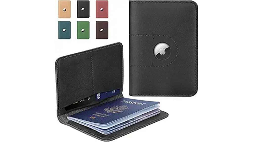 leather passport holder with airtag