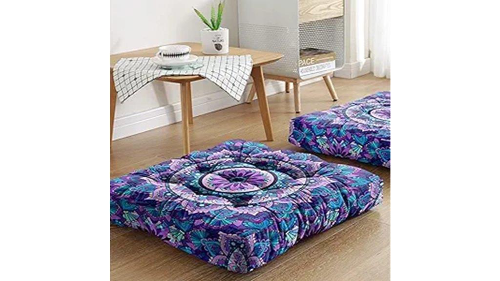 mandala themed meditation floor cushion