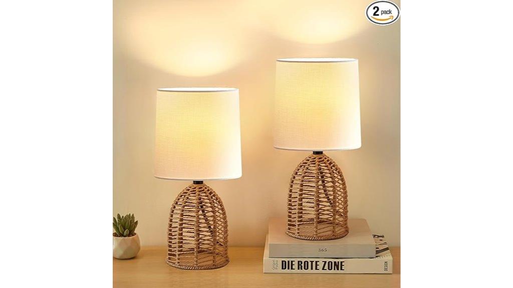 mini rattan farmhouse lamps