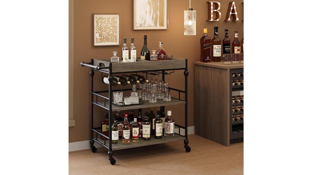 mobile bar cart with wine storage