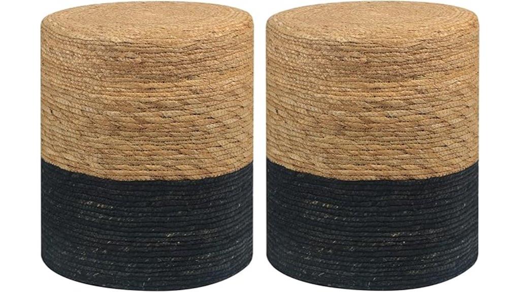 natural seagrass pouf set