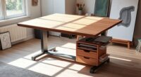 organized drafting table storage