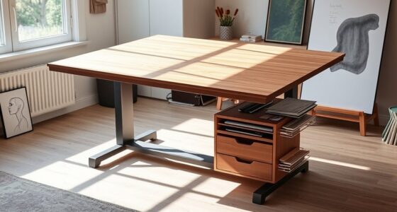 organized drafting table storage