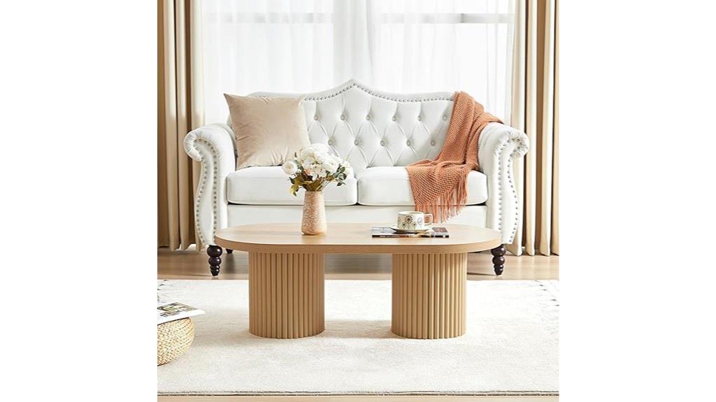 oval fluted coffee table