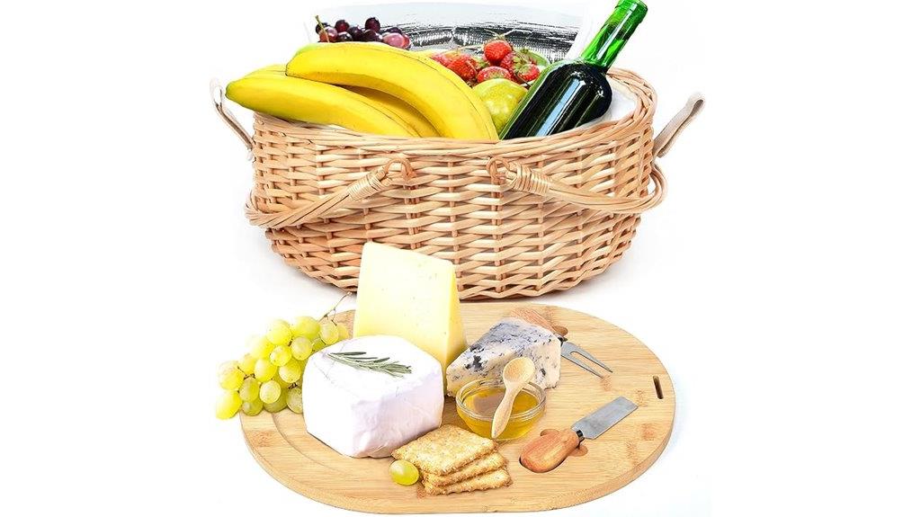 picnic basket with charcuterie