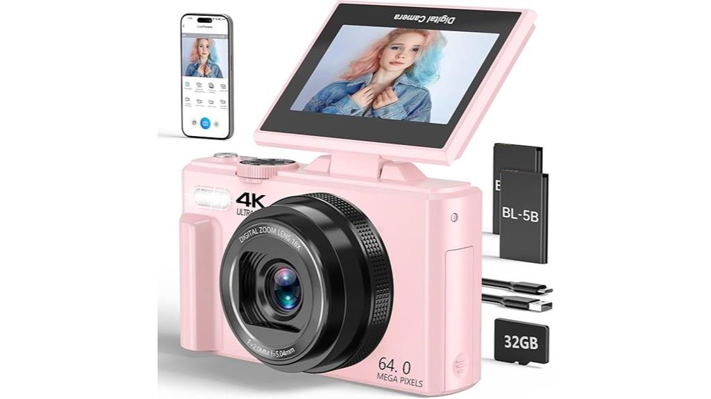 pink 64mp 4k camera