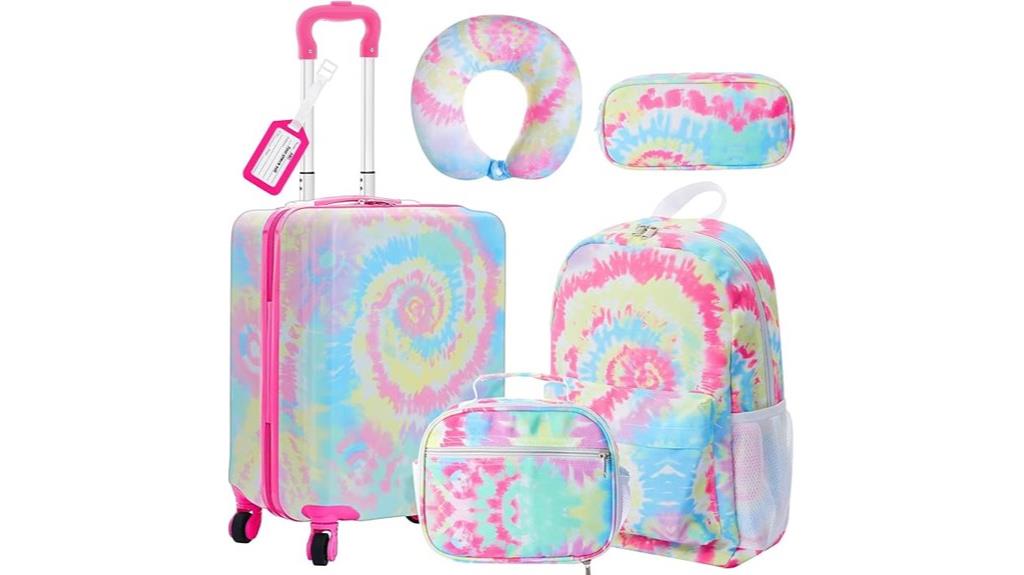 pink tie dye kids luggage