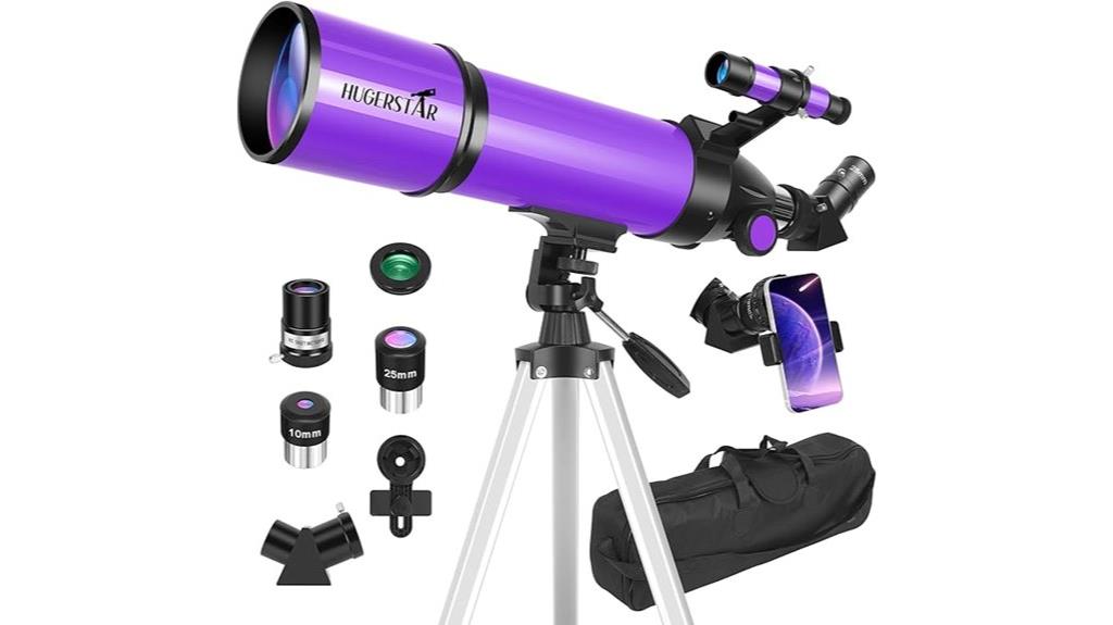 portable 80mm refractor telescope