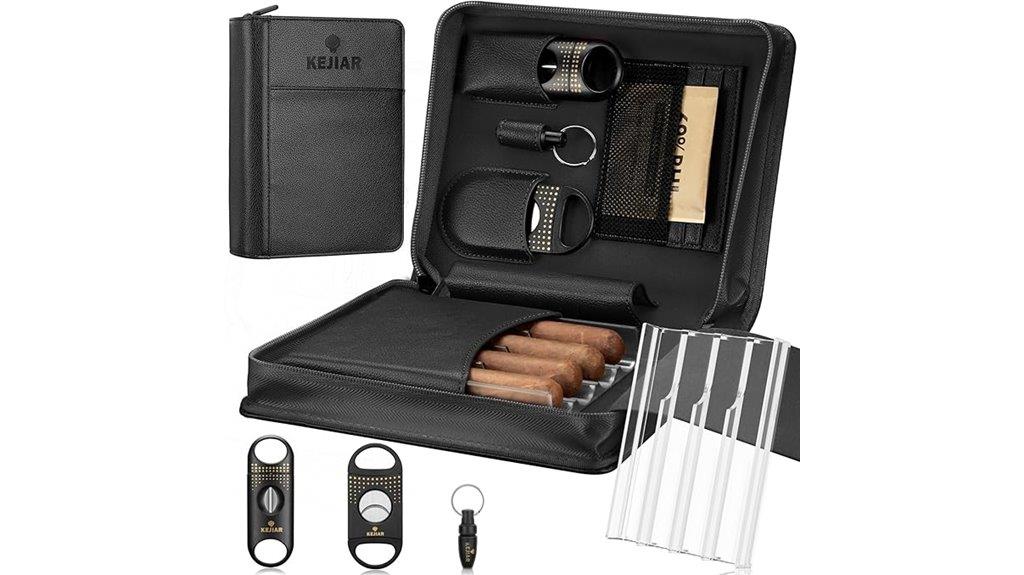portable leather cigar set
