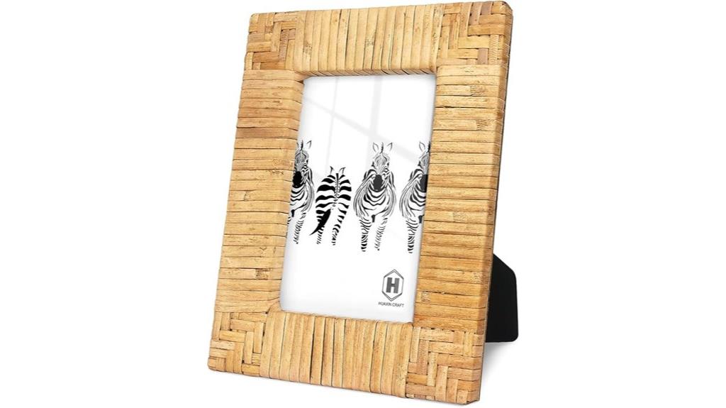 rattan boho photo frame