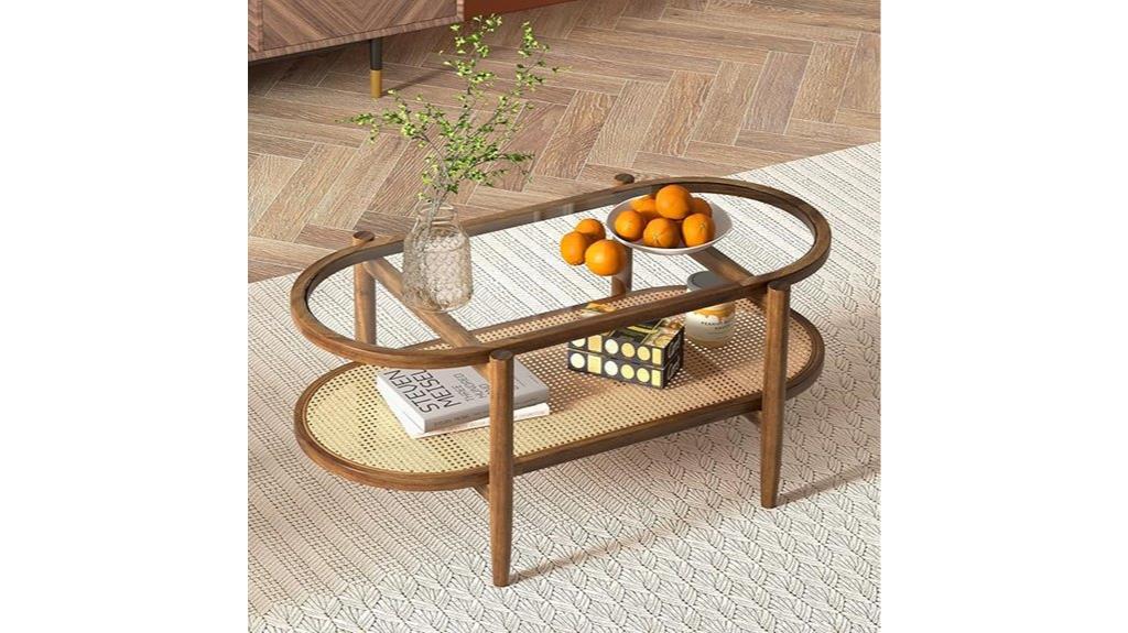 rattan glass coffee table