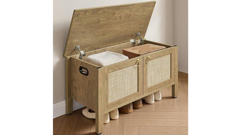 rattan shoe storage bench
