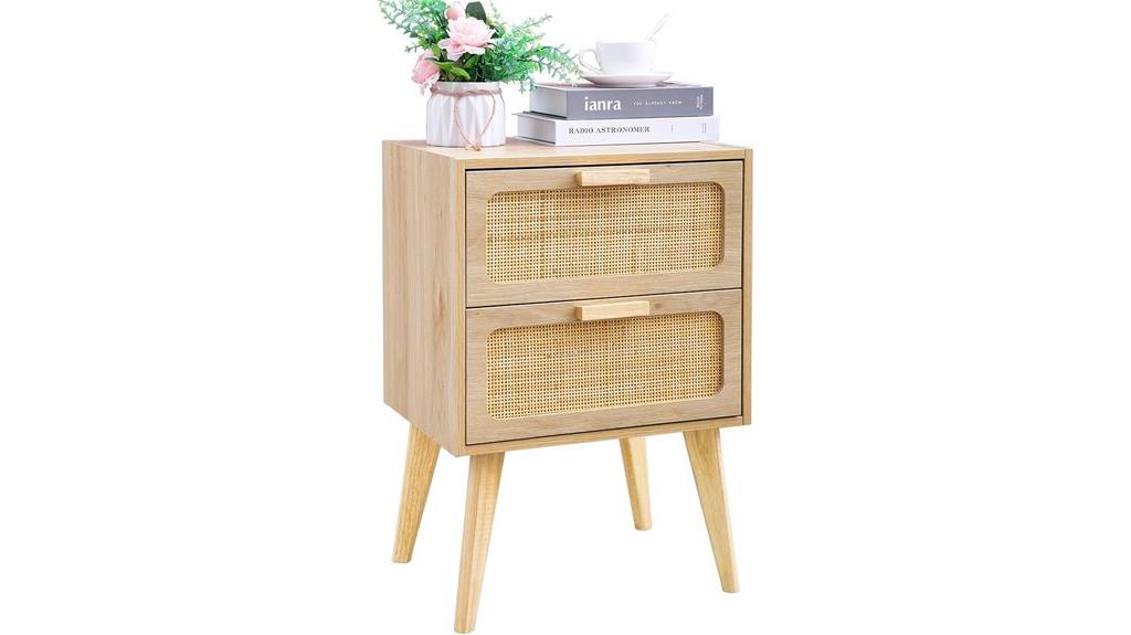 rattan storage nightstand decor