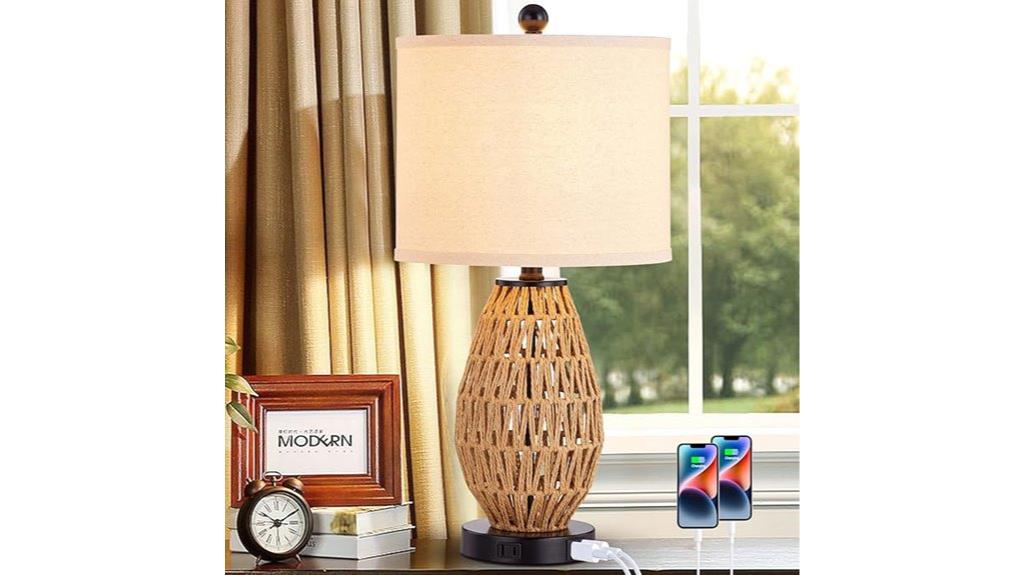 rattan touch lamp with outlets