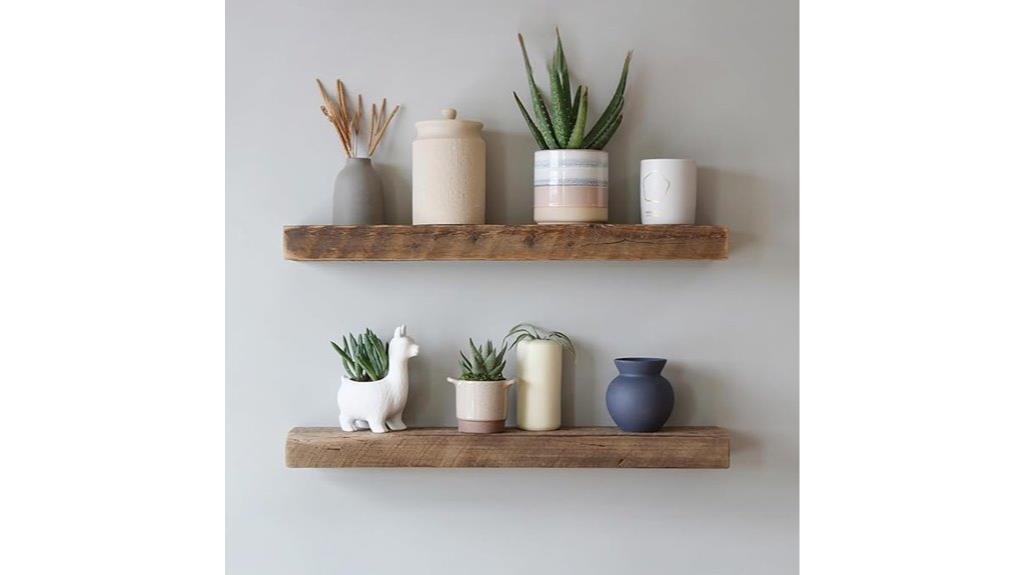 reclaimed barnwood floating shelves