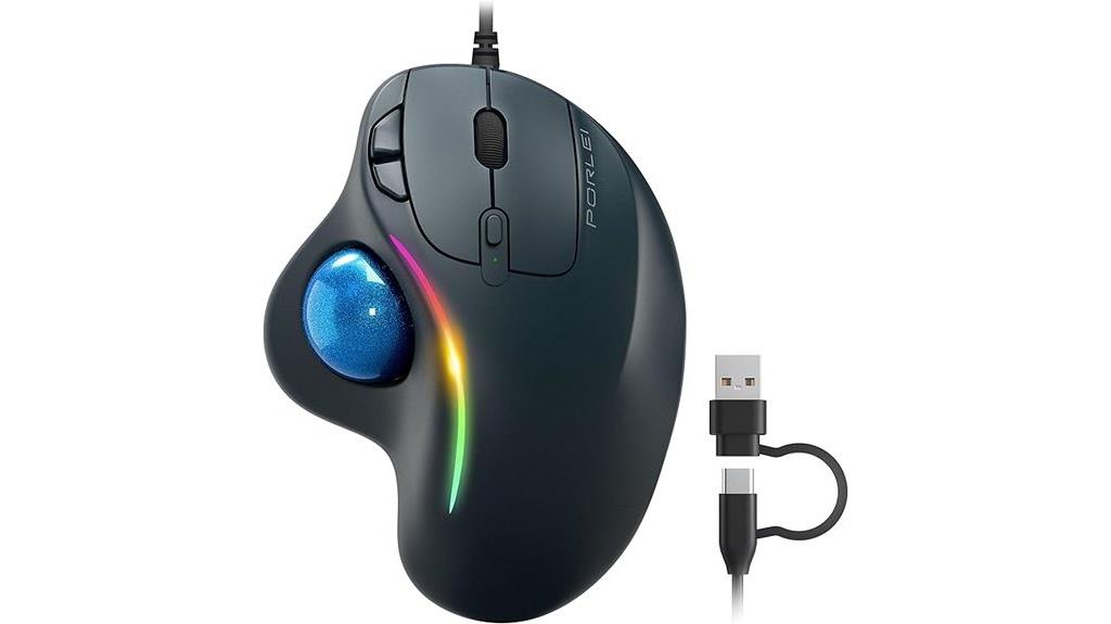 rgb ergonomic wired mouse