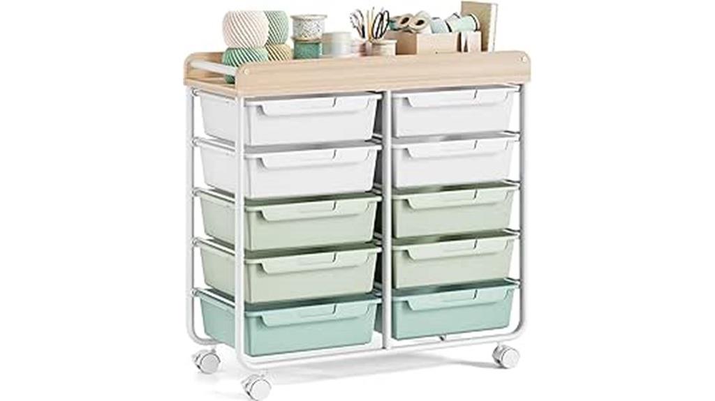 rolling cart with drawers