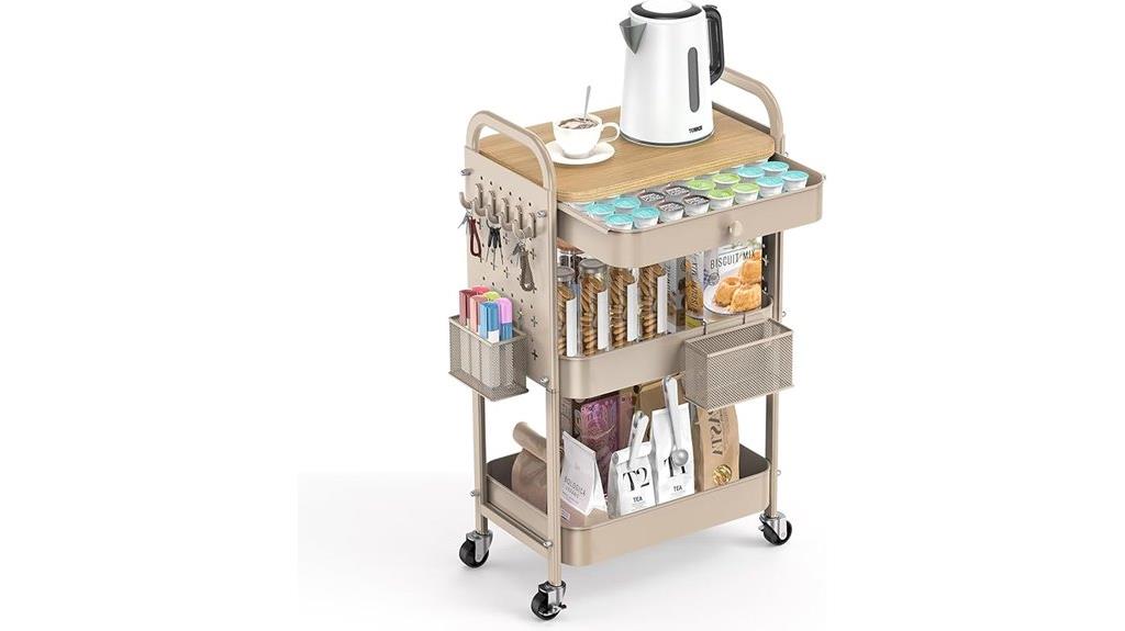 rolling cart with wood top