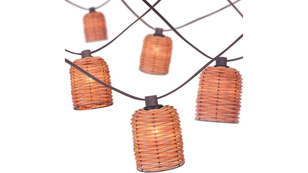 rustic rattan string lights