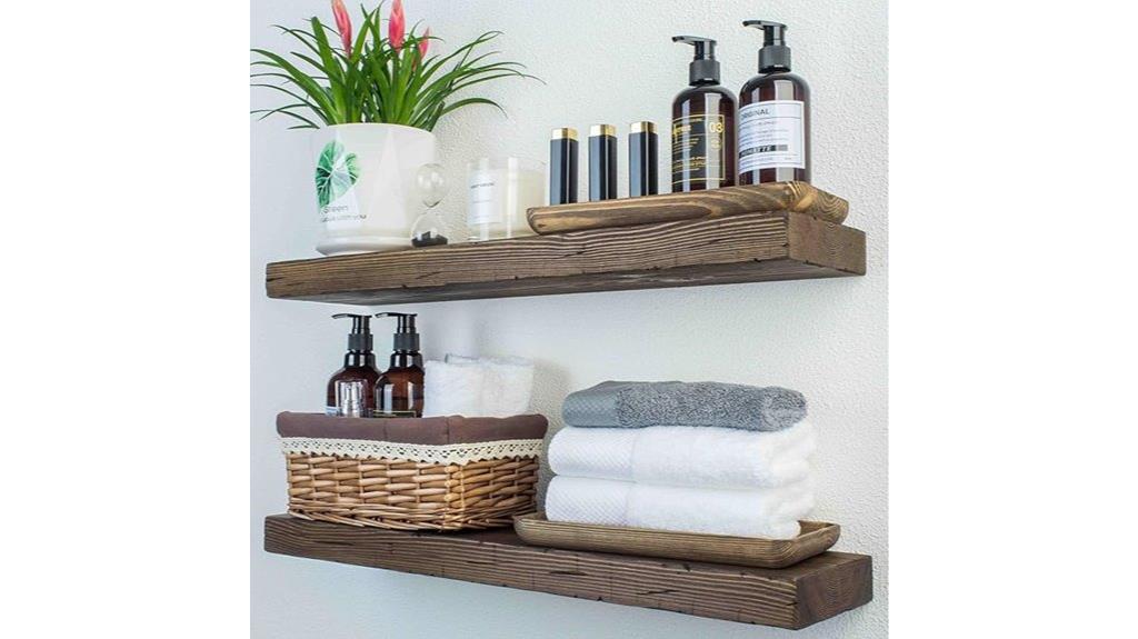 rustic wooden wall shelves