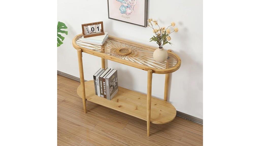 rustown rattan console table