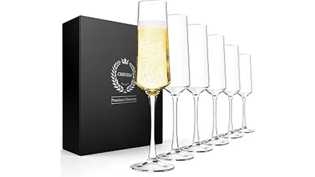 set of 6 crystal flutes