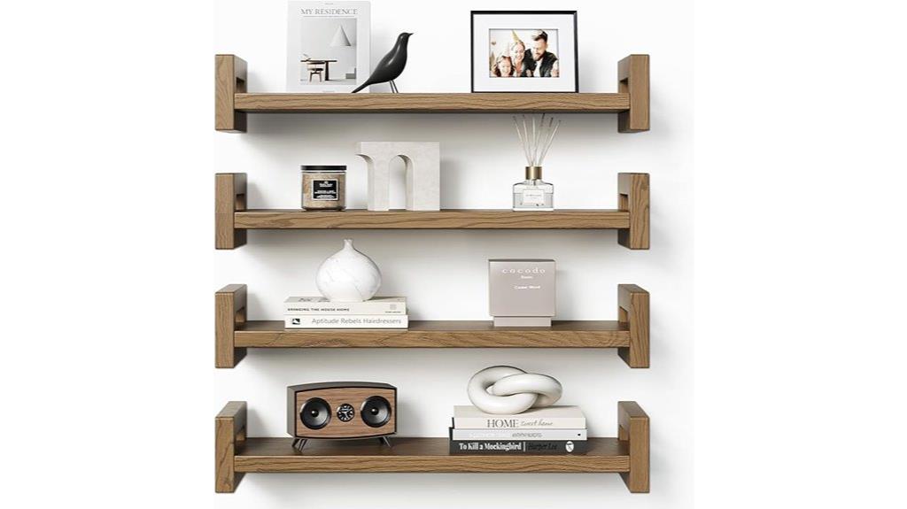 set of four wooden shelves