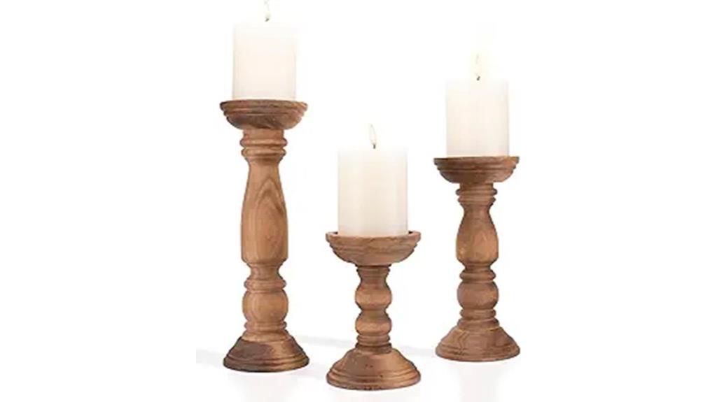set of three farmhouse candle holders