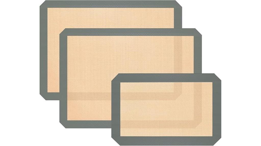set of three silicone baking mats