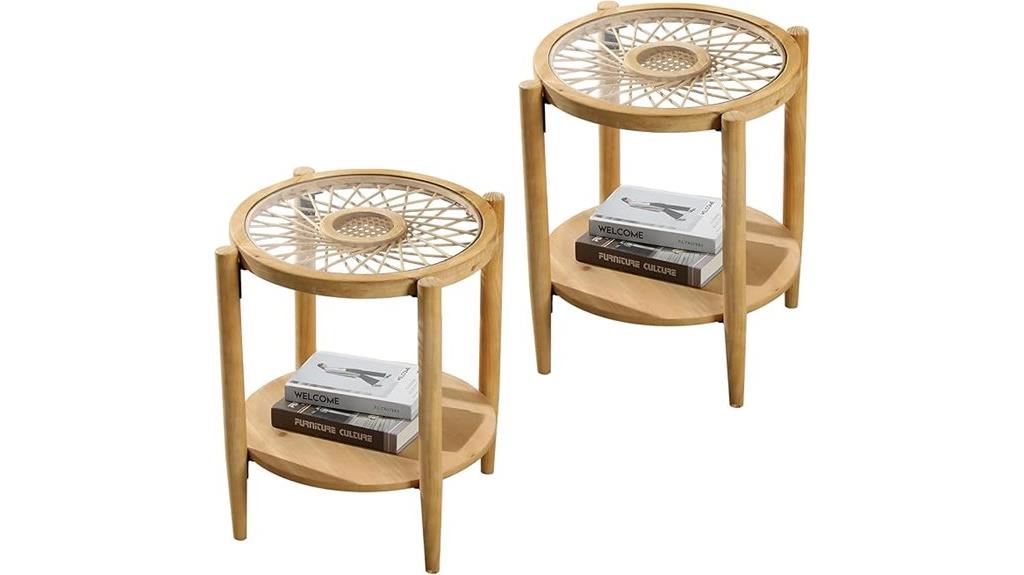 set of two rattan nightstands