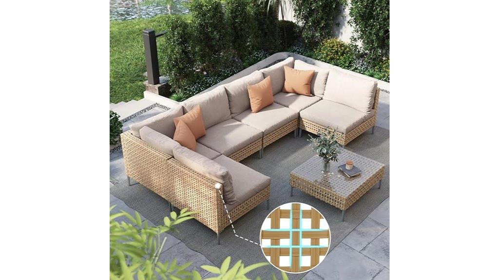 seven piece wicker patio set