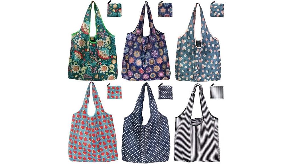 six pack foldable grocery bags