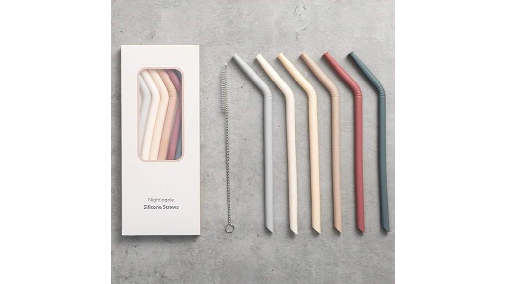 six reusable silicone straws