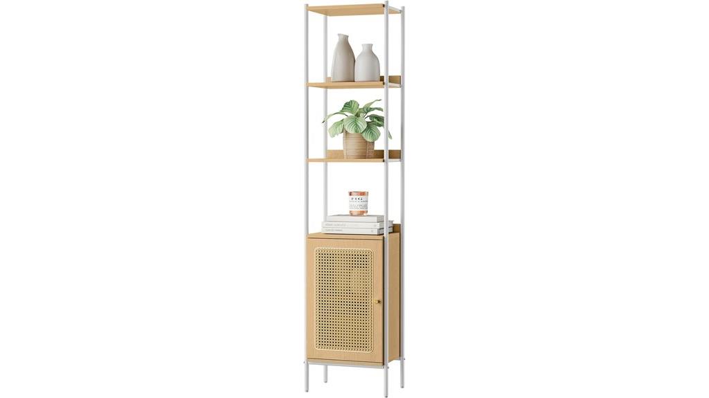 six tier rattan door bookcase