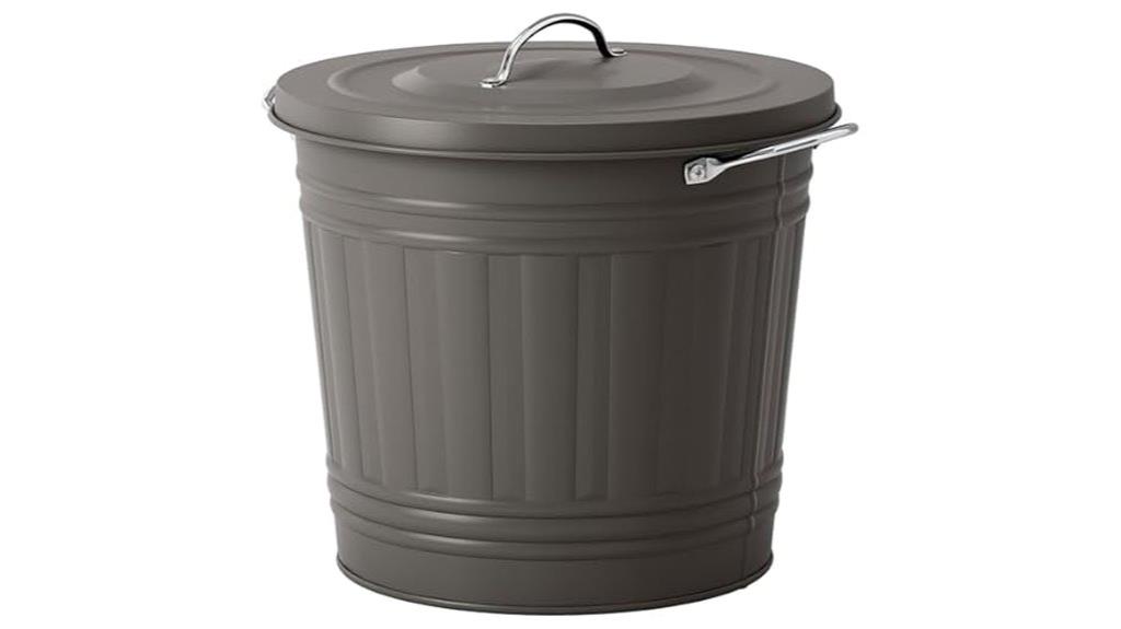 small metal trash can