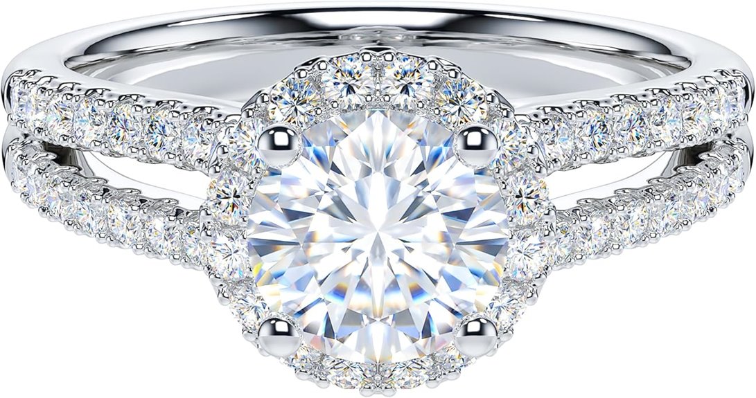 sterling silver halo ring