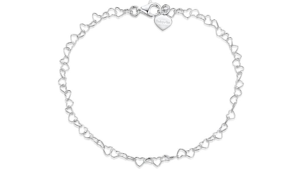 sterling silver heart anklet