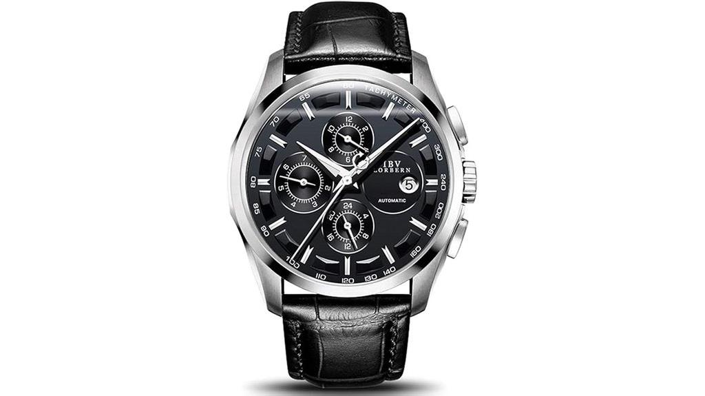 swiss automatic leather watch