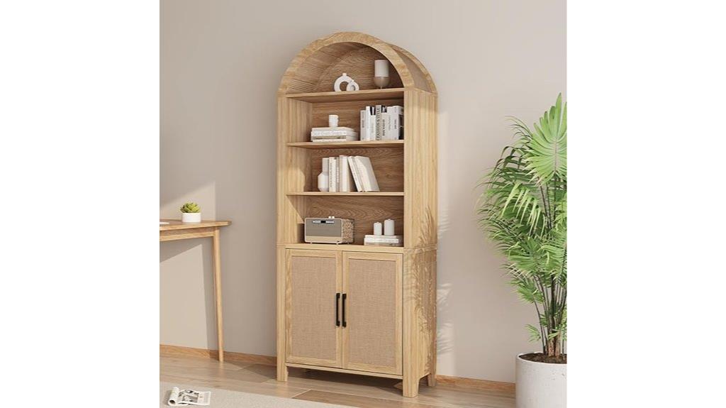 tall curved storage bookcase