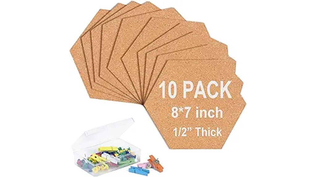 ten hexagon cork boards