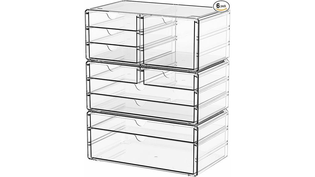 three pack clear drawers