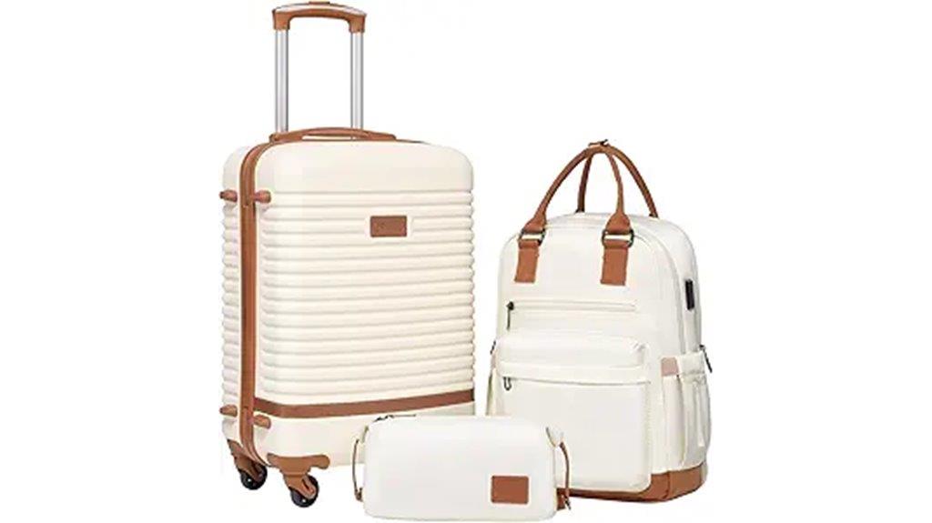 three piece tsa luggage set